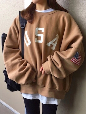 「USA」｜「アイテム（スウェット）」を使った、ずんさん（レディース・161cm）の秋コーディネート
