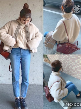 「DHOLIC（ディーホリック）のアイテム（その他アウター）」を使った、ずんさん（レディース・161cm）の冬コーディネート