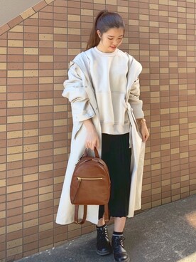 「フードコート」｜「アイテム（スウェット）」を使った、ずんさん（レディース・161cm）の冬コーディネート