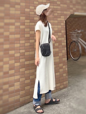 「14+（イチヨンプラス）のUSAコットンキャップ（キャップ）」を使った、ずんさん（レディース・161cm）の夏コーディネート