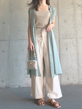 「URBAN RESEARCH Sonny Label（アーバンリサーチサニーレーベル）のノースリーブギャザーワンピース（ワンピース）」を使った、ずんさん（レディース・161cm）の夏コーディネート