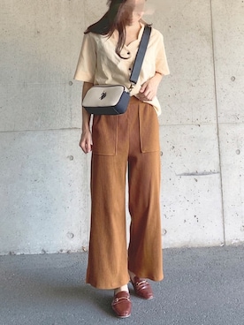 「リブニットパンツ」｜ずんさん（レディース・161cm）の夏コーディネート