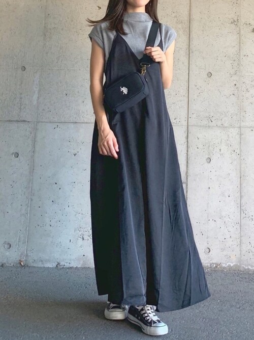 ずんさんのワンピース「サテンロングキャミワンピース /AUNT MARIE'S(Aunt Marie's|アントマリーズ)」を使ったコーディネート