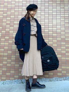 「mercibeaucoup,（メルシーボークー）のアイテム（その他アウター）」を使った、ずんさん（レディース・161cm）の冬コーディネート