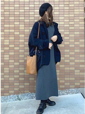 「mercibeaucoup,（メルシーボークー）のアイテム（その他アウター）」を使った、ずんさん（レディース・161cm）の冬コーディネート