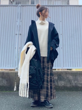 「mercibeaucoup,（メルシーボークー）のアイテム（その他アウター）」を使った、ずんさん（レディース・161cm）の冬コーディネート