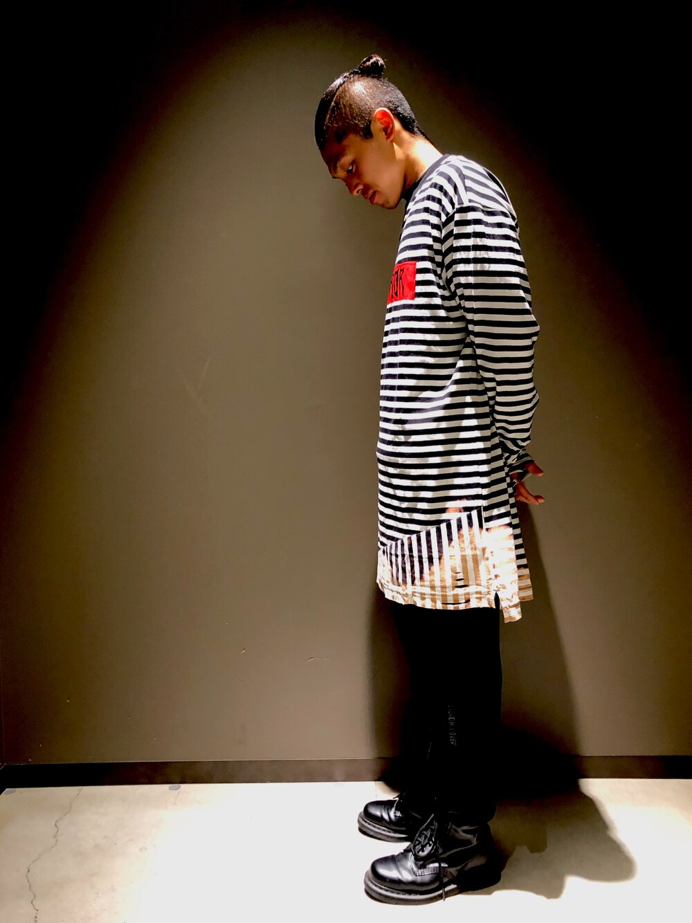「シンプルコーデ、ラフ、Diesel、DIESELららぽーと富士見、diesel black gold、ボーダー、秋のコーデ」｜「DIESELのメンズ Tシャツ 長そで ボーダーTシャツ（Tシャツ/カットソー、ブラック系）」を使った、　Ryujiさん（メンズ・168cm）の夏コーディネートの1枚目の写真
