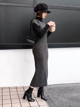 「レザーブーツ」｜「アイテム（ワンピース/ドレス）」を使った、ayaca__abyさん（レディース・161cm）の春コーディネート