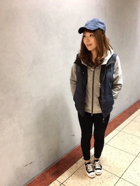 「アイテム（ダウンベスト、その他）」を使った、まつしまさん（メンズ・178cm）の秋コーディネート