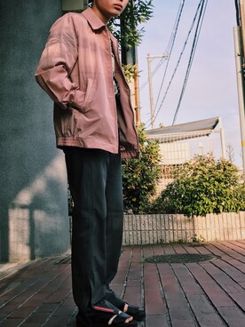 「スリット」｜「アイテム（ナイロンジャケット）」を使った、ryotaさん（メンズ・160cm）の春コーディネート