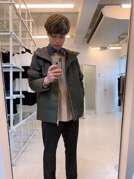 「STUDIOUS（ステュディオス）のアイテム（ダウンジャケット/コート）」を使った、ryotaさん（メンズ・160cm）の秋コーディネート