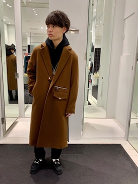 「CULLNI（クルニ）のアイテム（チェスターコート）」を使った、ryotaさん（メンズ・160cm）の秋コーディネート