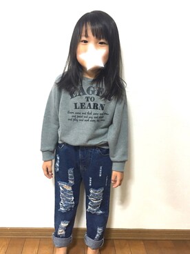 「アイテム（スウェット）」を使った、naaさん（キッズ・100cm）の秋コーディネート