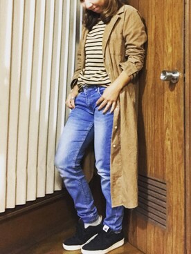 「秋のブラウンスタイル」｜「アイテム（シャツワンピース）」を使った、nykna5mamaさん（レディース・155cm）の秋コーディネート