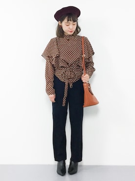 「リブニットパンツ」｜annaさん（レディース・155cm）の冬コーディネート