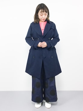 「襟付きトップス」｜「アイテム（トレンチコート）」を使った、annaさん（レディース・155cm）の冬コーディネート