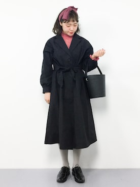 「レトロ」｜「アイテム（チェスターコート）」を使った、annaさん（レディース・155cm）の冬コーディネート