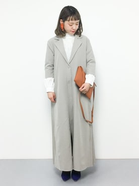 「トレンチ」｜「アイテム（ダウンジャケット/コート）」を使った、annaさん（レディース・155cm）の冬コーディネート