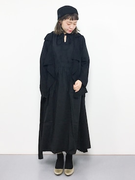 「ギャザー」｜「アイテム（その他アウター）」を使った、annaさん（レディース・155cm）の春コーディネート