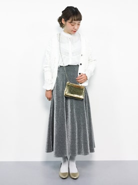 「透かし編みニット」｜annaさん（レディース・155cm）の春コーディネート