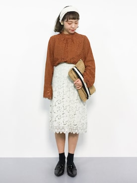 「レースコーデ」｜annaさん（レディース・155cm）の春コーディネート