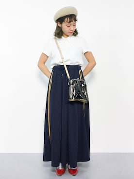 「麦わらベレー帽」｜annaさん（レディース・155cm）の春コーディネート