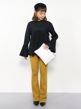 「MURUA（ムルーア）のFitリブニットPT（その他パンツ）」を使った、annaさん（レディース・155cm）の春コーディネート