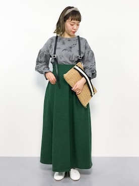 「植物柄」｜annaさん（レディース・155cm）の春コーディネート