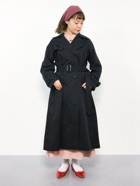 「レトロ」｜「アイテム（トレンチコート）」を使った、annaさん（レディース・155cm）の春コーディネート