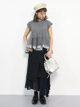 「麦わらベレー帽」｜annaさん（レディース・155cm）の春コーディネート