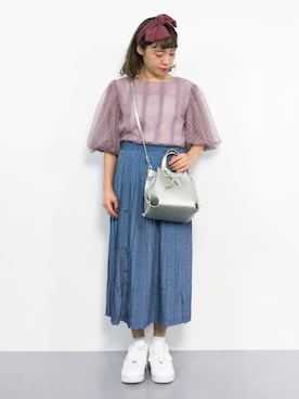 「チュールスリーブ」｜annaさん（レディース・155cm）の春コーディネート