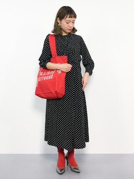 「メゾン キツネ(MAISON KITSUNE)」｜「アイテム（ワンピース/ドレス）」を使った、annaさん（レディース・155cm）の春コーディネート