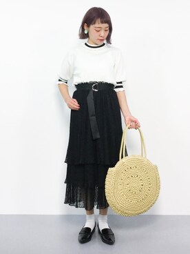 annaさんの「ラウンド編み かごトートバッグ」を使ったコーディネート