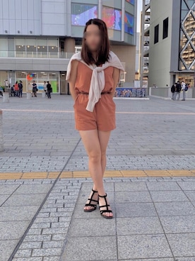 「moussy」｜「アイテム（つなぎ/オールインワン）」を使った、mayuさん（レディース・152cm）の春コーディネート