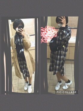 「MEI（メイ）のアイテム（ボディバッグ/ウエストポーチ、ブラック系）」を使った、a_purple_45さん（レディース・166cm）の冬コーディネート