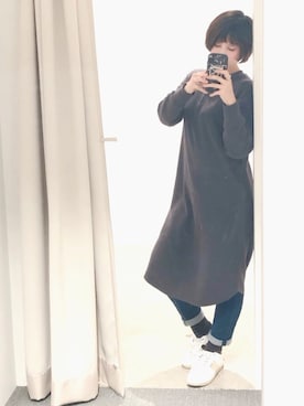 「AMERICAN HOLIC（アメリカンホリック）の・Newスキニーフィットデニム（デニムパンツ、ブルー系）」を使った、a_purple_45さん（レディース・166cm）の冬コーディネート