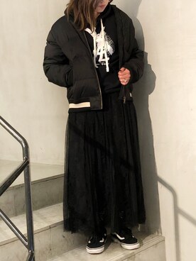 「Munich（ミューニック）のアイテム（ダウンジャケット/コート）」を使った、kiyomiさん（レディース・155cm）の冬コーディネート