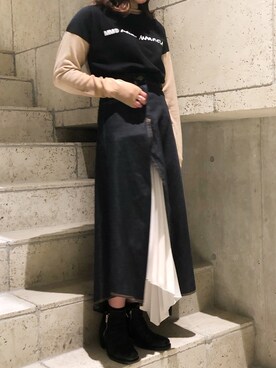 「Yasutoshi Ezumi（ヤストシエズミ）のアイテム」を使った、kiyomiさん（レディース・155cm）の冬コーディネート