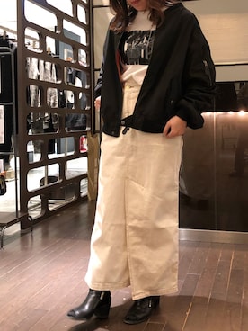 「モノートーン」｜「アイテム（ジャケット/アウター）」を使った、kiyomiさん（レディース・155cm）の春コーディネート