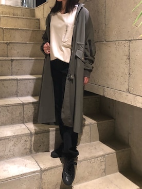 「DROIT BELLO（ドロイトベロ）のDROIT BELLO（ドロイトベロ）ロングブルゾン（ブルゾン）」を使った、kiyomiさん（レディース・155cm）の秋コーディネート