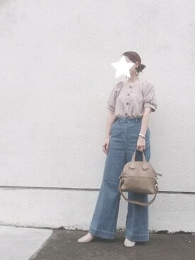 「STRAWBERRY-FIELDS（ストロベリーフィールズ）のアイテム（デニムパンツ）」を使った、ゆうゆさん（レディース・165cm）の夏コーディネート