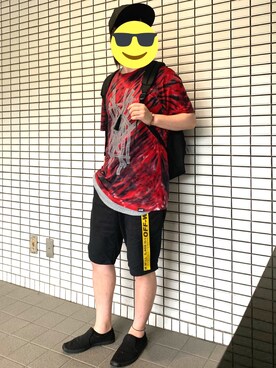 「NEW ERA（ニューエラ）のニューエラ キャップ スナップバック 9FIFTY FLAT BILL NEW ERA 帽子（キャップ、ブラック系）」を使った、しょぼさん（メンズ・165cm）の夏コーディネート