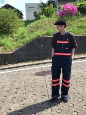 「ディッキーズ(Dickies)」｜「アイテム（サロペット/オーバーオール）」を使った、てくてくさん（メンズ・175cm）の夏コーディネート