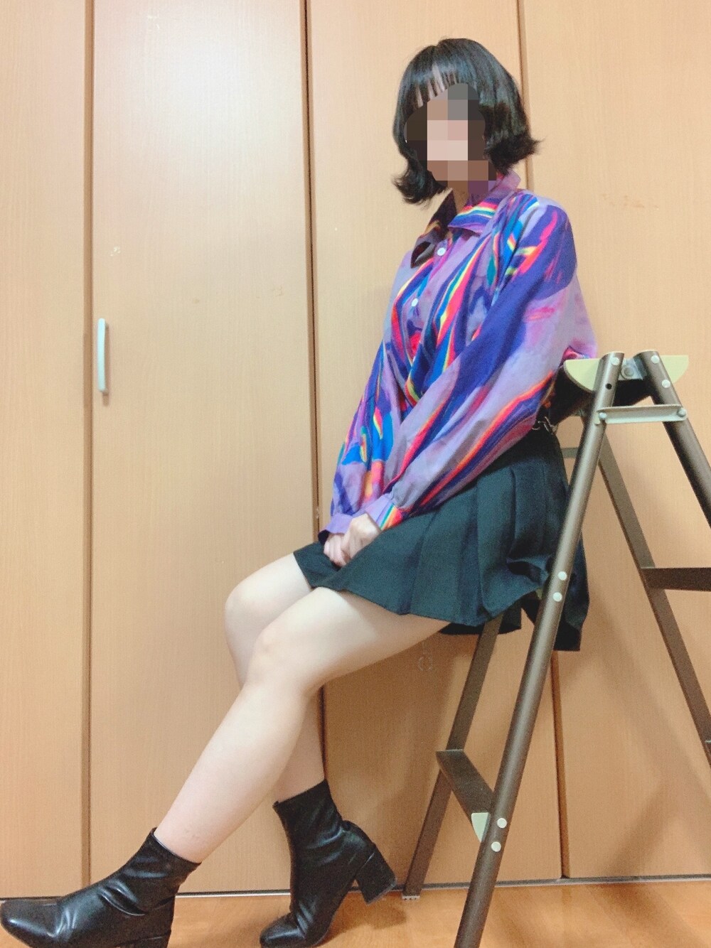 「低身長コーデ、古着MIX、おしゃれさんと繋がりたい、古着、古着コーデ、ウィゴー(WEGO)、オルチャンファッション、モードストリート」｜「Qoo10で買えます。のアイテム（シャツ/ブラウス、その他）」を使った、nekosan12さん（レディース・150cm）の冬コーディネートの1枚目の写真