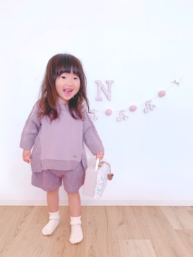「ゆるニット」｜「アイテム（アンサンブル）」を使った、yu8792さん（キッズ・80cm）の秋コーディネート