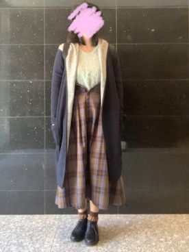 「ロングカーディガン」｜「アイテム（その他アウター）」を使った、きぃすけさん（レディース・159cm）の冬コーディネート