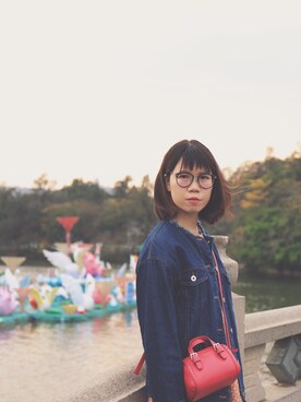 「ehka sopo（エヘカソポ）のアイテム（デニムジャケット）」を使った、xiaochou_fishさん（レディース・158cm）の春コーディネート