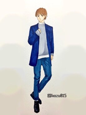 「ハイネックトップス」｜かのさん（メンズ・174cm）の冬コーディネート