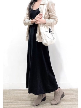 「ワンピース×カーディガン」｜NANACOSさん（レディース・155cm）の秋コーディネート