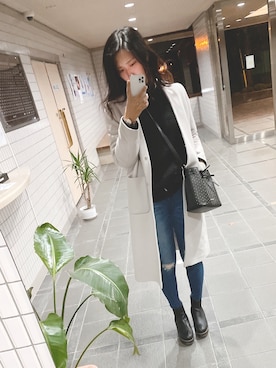 「FIGARO Paris（フィガロパリ）のアイテム（ジャケット/アウター）」を使った、miiさん（レディース・170cm）の冬コーディネート